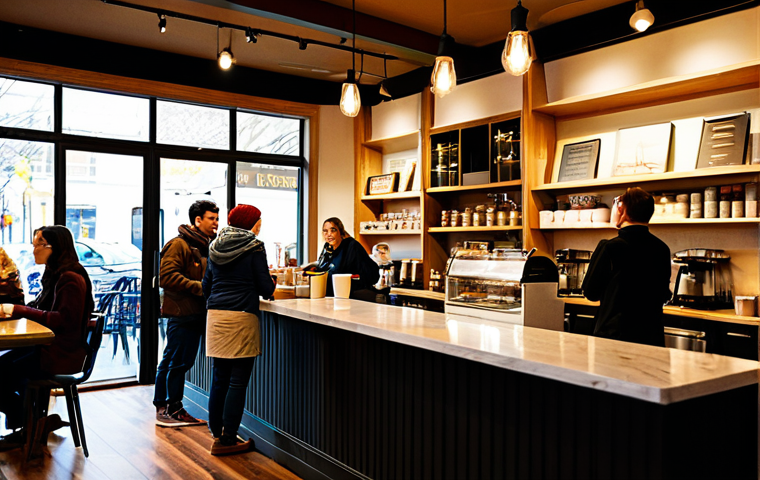 Community Coffee Shop**
"A bustling, family-friendly coffee shop interior, warm lighting, diverse group of fully clothed people enjoying coffee and conversation, baristas crafting drinks, bookshelves lining the walls, local art on display, safe for work, appropriate content, professional photography, perfect anatomy, natural proportions, modest attire, high quality."
**