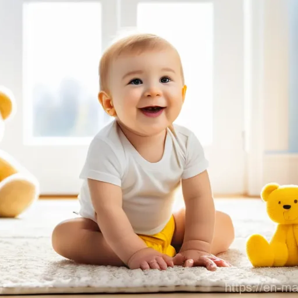 소셜 미디어 알고리즘 이해하기 - A joyful 3-year-old child, wearing a clean, bright yellow diaper and a plain white t-shirt, happily ...
