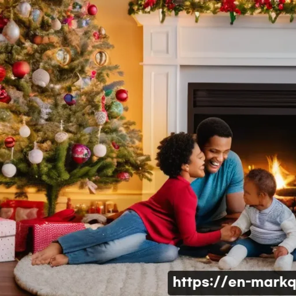 데이터 기반 마케팅의 기초 - **A Cozy Family Scene:** "A brightly lit living room in a suburban home during the holiday season. A...