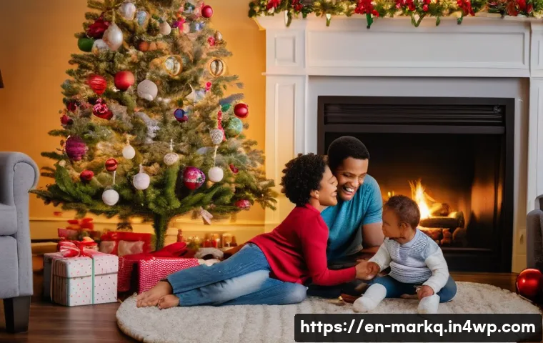 데이터 기반 마케팅의 기초 - **A Cozy Family Scene:** "A brightly lit living room in a suburban home during the holiday season. A...